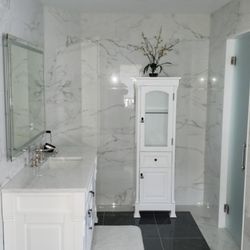 White Gloss Marble Wall Bathroom